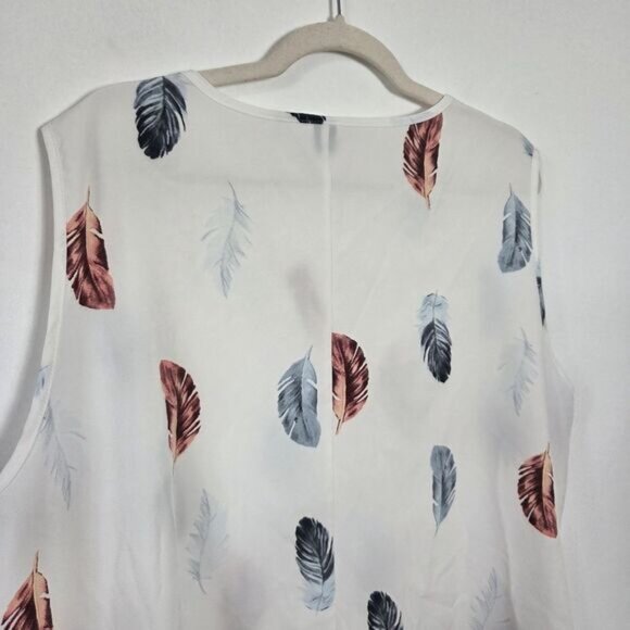 Plus Size 4X Feather Camisole Blouse Top White Boho Summer Festival Gypsy Hippie - Picture 5 of 5